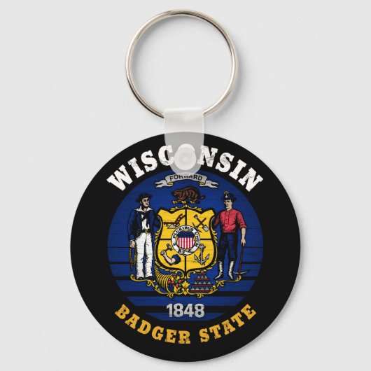PORTE-CLÉS DRAPEAU D'ÉTAT WISCONSIN BADGER (Recto)