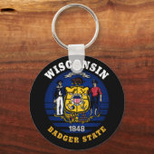 PORTE-CLÉS DRAPEAU D'ÉTAT WISCONSIN BADGER (Recto)