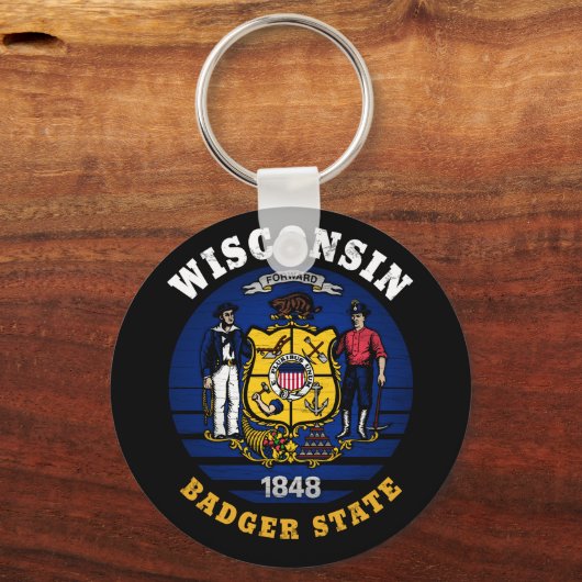 PORTE-CLÉS DRAPEAU D'ÉTAT WISCONSIN BADGER (Recto)