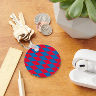 Porte-clés Drapeau diamant Bavière bleu et rouge Motif
