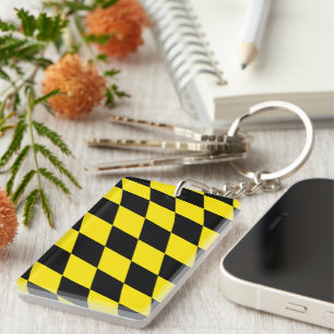 Porte-clés Drapeau diamant de Bavière noire et jaune Motif