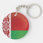 Porte-clés Drapeau d'icône ronde de la Biélorussie (Dos)
