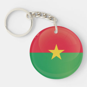 Porte-clés Drapeau d'icône ronde du Burkina Faso
