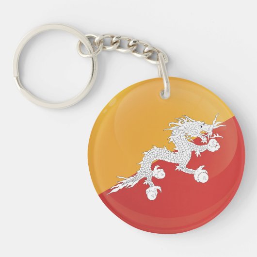 Porte-clés Drapeau d'icônes rond du Bhoutan (Devant)