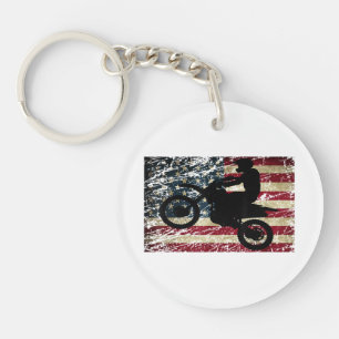 Porte-clés Drapeau Dirt Vélo USA Drapeau T-Shirt Motocross Dr