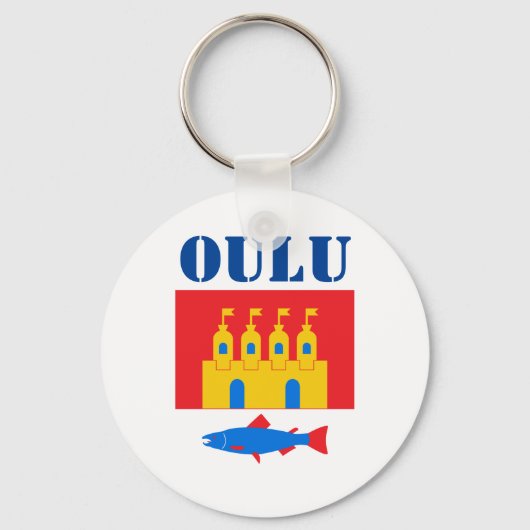 Porte-clés Drapeau d'Oulu, Finlande (Recto)