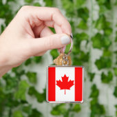 Porte-clés Drapeau du Canada à feuille d'érable rouge vif (main)