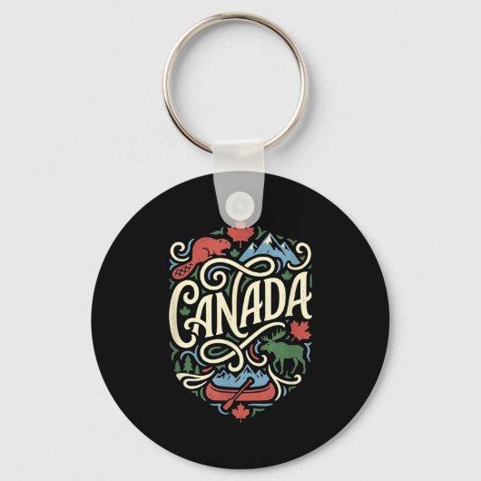 Porte-clés Drapeau du Canada feuille d'érable canadienne exté (Recto)