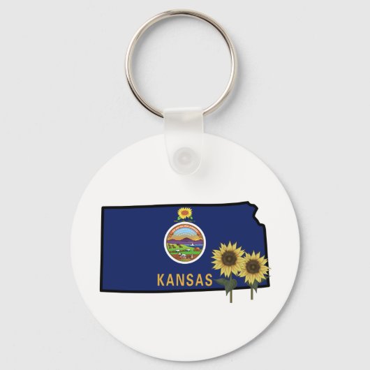 Porte-clés Drapeau du Kansas avec fleur d'État Fleur de Tourn (Recto)