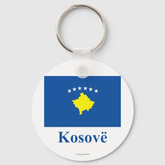 Porte-clés Drapeau du Kosovo avec nom en albanais (Recto)