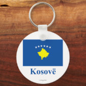 Porte-clés Drapeau du Kosovo avec nom en albanais (Recto)