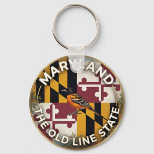 Porte-clés Drapeau du Maryland et patrimoine de l'oriole de B