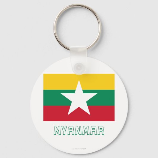 Porte-clés Drapeau du Myanmar avec nom (Recto)