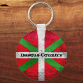 Porte-clés Drapeau du Pays basque, personnalisé, en détresse, (Recto)
