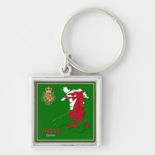 Porte-clés Drapeau du Pays de Galles Carte & Badge Royal