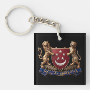 Porte-clés drapeau du pays singapour symbole emblème blason a