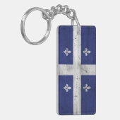 Porte-clés Drapeau du Québec style grunge érodé (Devant gauche)