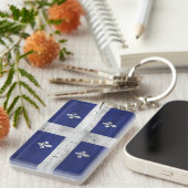 Porte-clés Drapeau du Québec style grunge érodé (Devant droit)