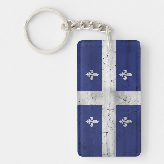 Porte-clés Drapeau du Québec style grunge érodé (Devant)