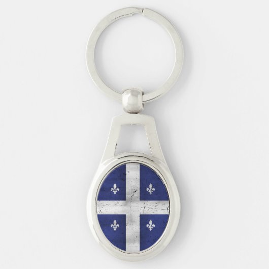 Porte-clés Drapeau du Québec style grunge érodé (Devant)