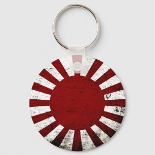 Porte-clés Drapeau du soleil levant Black Grunge Japon