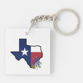 Porte-clés Drapeau du Texas avec bleu fleur d'État (Dos)