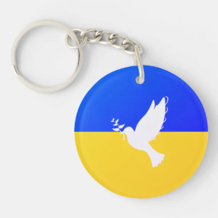 Porte-clés Drapeau d'Ukraine - Dove of Peace - Freedom - Peac