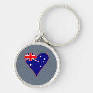 Porte-clés Drapeau en forme de cœur funky d'Australie Bordure