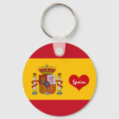 Porte-clés Drapeau espagnol avec coeur rouge, Amour Espagne / (Verso)