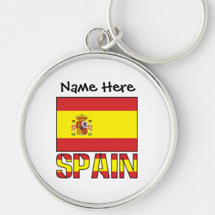 Porte-clés Drapeau espagnol Espagne Personnalisation noire 