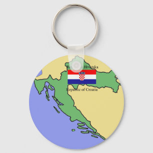 Porte-clés Drapeau et carte de la Croatie