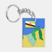 Porte-clés Drapeau et carte du Brunei (Devant gauche)