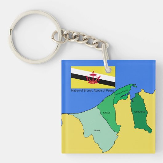 Porte-clés Drapeau et carte du Brunei (Devant)