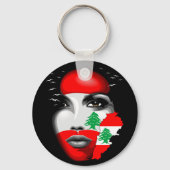 Porte-clés Drapeau et carte du Liban sur le visage de la fill (Recto)