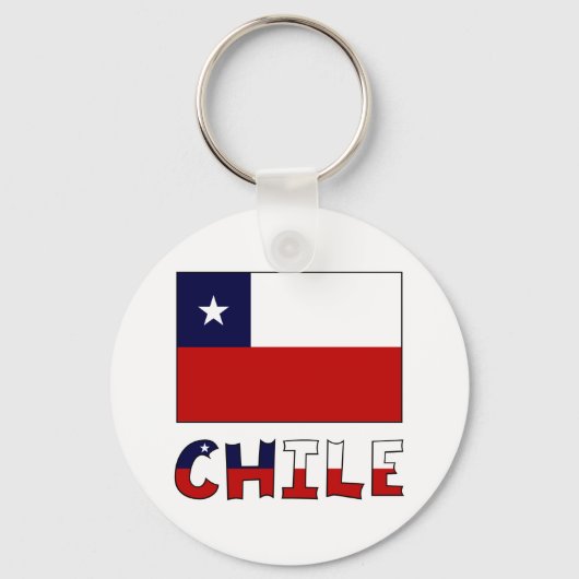 Porte-clés Drapeau et nom du Chili en couleur (Recto)