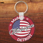 Porte-clés Drapeau Fabriqué à Detroit Michigan USA (Recto)