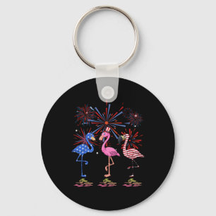 Porte-clés Drapeau Flamant rose américain pour le 4 juillet