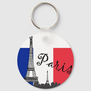 Porte-clés Drapeau français et Tour Eiffel