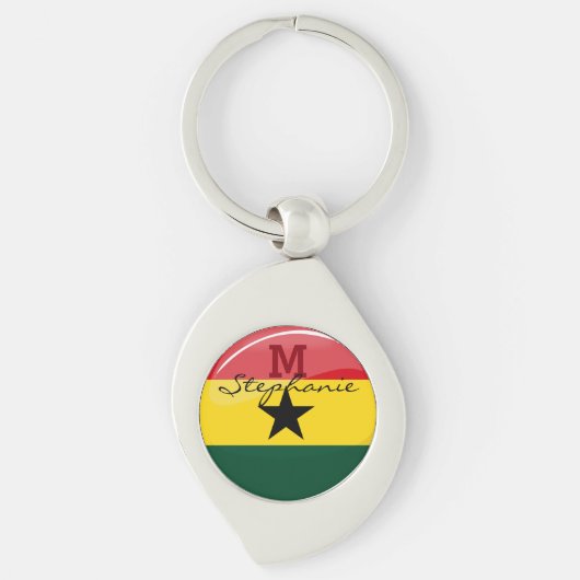 Porte-clés Drapeau Ghanéen rond brillant (Devant)