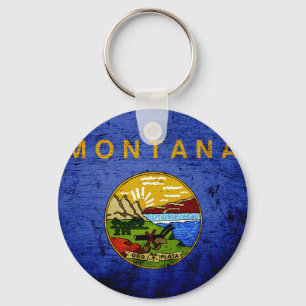 Porte-clés Drapeau grunge noir d'état du Montana