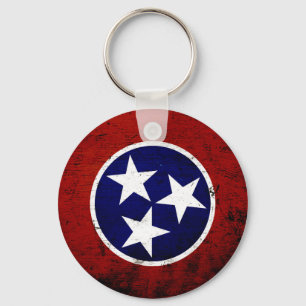 Porte-clés Drapeau grunge noir d'état du Tennessee