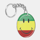Porte-clés Drapeau heureux rond brillant de Rasta (Devant gauche)