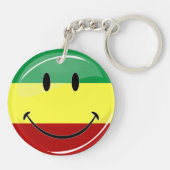 Porte-clés Drapeau heureux rond brillant de Rasta (Dos)