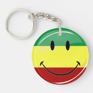 Porte-clés Drapeau heureux rond brillant de Rasta