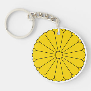 Porte-clés Drapeau impérial Japon symbole empereur fleur jaun