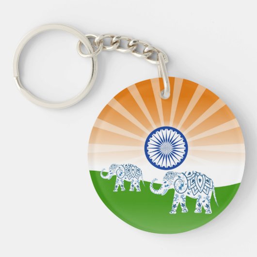 Porte-clés Drapeau indien de "paysage" (Devant)