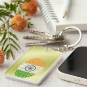 Porte-clés Drapeau indien d'empreinte digitale de contact (Devant droit)