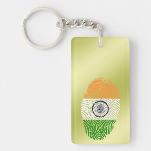 Porte-clés Drapeau indien d'empreinte digitale de contact (Devant)