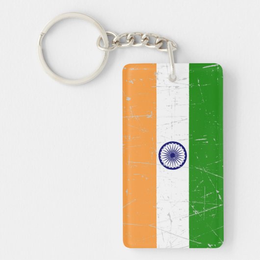 Porte-clés Drapeau indien éraillé et rayé (Devant)