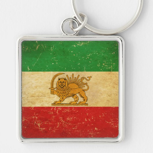 Porte-clés Drapeau Iran Lion et Sun Shah d'Iran (Devant)